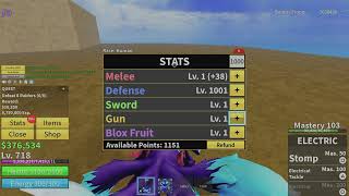 Refunding My stats in blox fruits [upl. by Elleinod724]