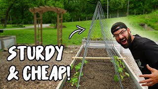 DIY TRELLIS for CUCUMBERS in a RAISED GARDEN BED [upl. by Teerprug328]