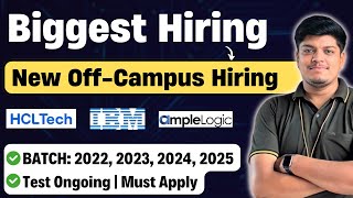 Biggest OffCampus Hiring  2021 2022 2023 2024 2025 BATCH  IBM HCLTech Ample Logic Hiring [upl. by Shaina]