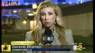 Crazy Slurred Speech from Reporter Covering Grammy Awards [upl. by Aicilanna]