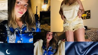 ASMR Silk Pajama Try On Haul SlipIntoSoft [upl. by Nicolle]