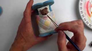 come fare una culla in pasta di maisceramica fredda o di zucchero  a Teddy bear [upl. by Miche]