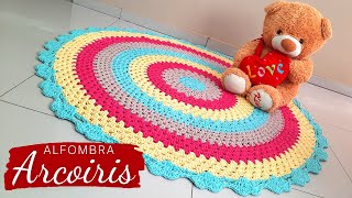 💖 Alfombra a crochet modelo 🌈 Arcoiris  canal  Yessi Crochet [upl. by Esbensen373]