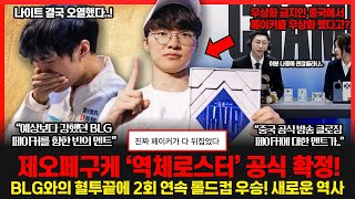 T1 5번째 롤드컵우승 페이커에게 또 당하자 중국팬들 갈리오 제발 삭제하라며 난리났다 패배한 BLG 빈의 마지막 발언 롤이슈 붐바야 [upl. by Ardnik524]