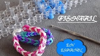 PULSERA DE GOMITAS CON TELAR RAINBOW LOOM FISHTAILEN ESPAÑOL [upl. by Dhruv644]