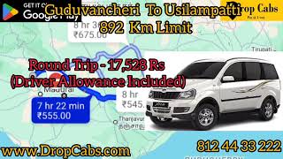 Guduvancheri to Usilampatti Drop Cabs  6444 RS Oneway Drop Taxi Round Trip [upl. by Ymmac]