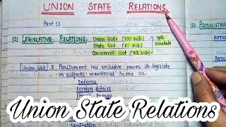 Union State Relations  lec53  Handwritten notes  Indian Polity  An aspirant [upl. by Sices]