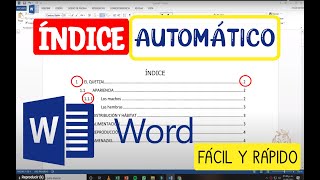 🟢Cómo hacer un índice AUTOMÁTICO en WORD ✅ FÁCIL Y RÁPIDO [upl. by Keare883]