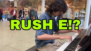 15 year old pianist plays RUSH E in public the hardest piano song in the world [upl. by Adnorehs]