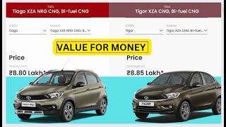 TIAGO AMT NRG XZA CNG VS TIGOR XZA CNG  PRICEFEATURESVALUE FOR MONEY  B2CAR [upl. by Asilahs]