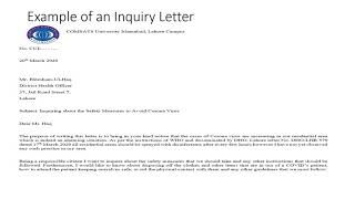 How to Write Formal Letters Example of an Inquiry Letter [upl. by Esinert]