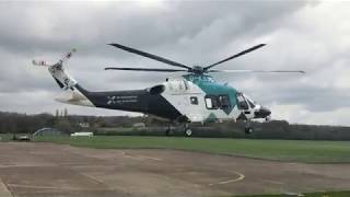 GKSSC  Kent Surrey amp Sussex Air Ambulance AW169 lift from Redhill [upl. by Atinrahs]