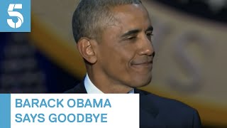 Barack Obama sheds tears as he says goodbye to White House  5 News [upl. by Ahsiniuq]