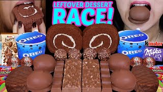 ASMR LEFTOVER DESSERT RACE OREO ICE CREAM CHOCOLATE ROLL CAKE MILKA BIG CHOCOLATE MARSHMALLOWS 먹방 [upl. by Alenson]