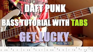 Daft Punk  Get Lucky Bass Tutorial with TABS [upl. by Llertram468]