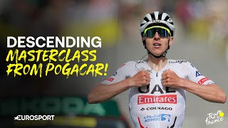 Tadej Pogacar drops a descending masterclass during Stage 4 of 2024 Tour de France 🇫🇷🔥 [upl. by Aihseuqram]