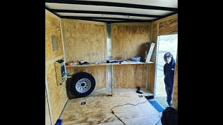 Working on Our Homesteader Enclosed Trailer Toy Hauler  Primitive Camper Project [upl. by Eidua]