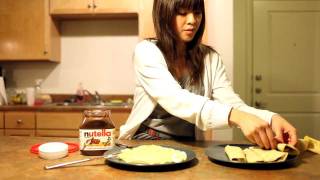 How to Make Crepes  Very Easy Crepe Recipe with Nutella and Bananas [upl. by Lahpos]