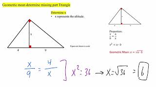 Geometric mean determine missing part Triangle [upl. by Acenom]