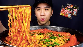 ASMR SPICY FIRE NOODLES STEW MUKBANG No Talking EATING SOUNDS  BUN ASMR [upl. by Claudy]