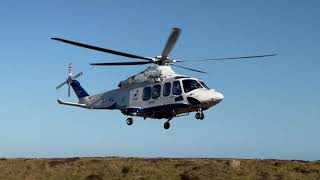 helicopter take off from Tórshavn helicopter agusta aw139 takeoff [upl. by Elleirol]