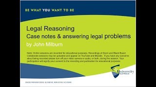 Legal Reasoning Writing case notes amp answering legal problems by John Milburn [upl. by Ahtiuqal894]