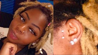 Horizontal Lip piercing amp Vertical Tragus Surface Piercing At Home 😳 2023 [upl. by Mcmillan]