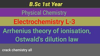 Electrochemistry L3 BSc 1st year physical chemistry crack chemistry all [upl. by Anirac744]