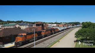 BNSF trains in Fort Madison Iowa 6524 [upl. by Grinnell]