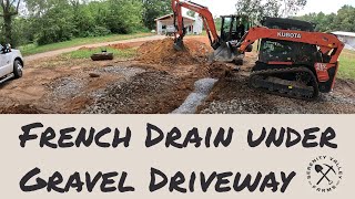 Mini Excavator French Drain Under Gravel Driveway [upl. by Anitsuga]