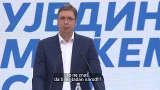 Dobacivanje Vučiću na mitingu u Pančevu Gladan ti je narod [upl. by Hessney457]