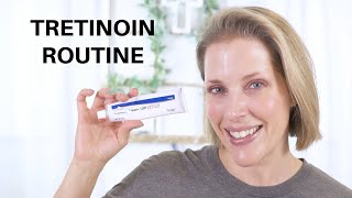 TRETINOIN SKINCARE ROUTINE  NO FLAKING OR IRRITATION  OVER 40 SKIN [upl. by Alyda903]