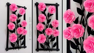 Rose wall hanging craft  Diy Home decor ideas  Diy room decor  Paper wall decor  Paper Wall mate [upl. by Frayda641]