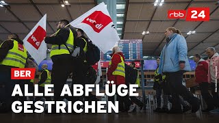 Streik am BER Rund 30000 Fluggäste betroffen [upl. by Adiene522]