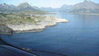 Wideroe Dash 8 cockpit view landing at Svolvær Helle [upl. by Ahtenek]