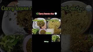 🌿🍚🌾😋Curry leaves rice🍚🌾ytshortsytshortsvideoviralvideo viralshortricerecipericeitemfood [upl. by Coltson381]