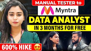 😍MYNTRA DATA ANALYST IN 3 MONTHS FOR FREE  SELFLEARNED🔥 SHE GAVE 50 INTERVIEWS🚀 [upl. by Hnacogn]