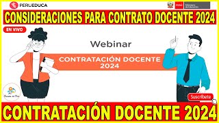 ✅CONTRATO DOCENTE 2024 CONSIDERACIONES PARA CONTRATO DOCENTE 2024 POR PUN Y EVALUACION EXPEDIENTES [upl. by Foskett]