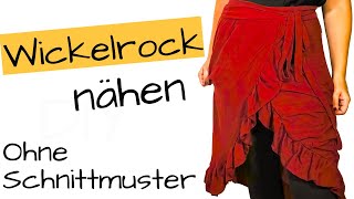 Nähen für Anfänger  Super einfachen Wickelrock nähen  ohne Schnittmuster [upl. by Nnaael]