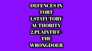 PlaintiffThe Wrongdoer And Statutory Authority ExplainedDefences in TortNo more Confusions [upl. by Annayar]