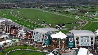 2024 Randox Grand National Festival kicks off at Aintree Racecourse  Drone footage [upl. by Allayne]