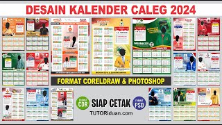 18 Desain Kalender Caleg 2024 Partai Nasional Pemilu 2024 Coreldraw Photoshop Free CDR PSD [upl. by Akinek]