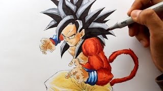 Wie zeichnet man Son Goku SSJ4 Dragonball GT zeichen tutorial [upl. by Nosredneh]