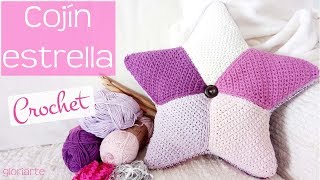 COJÍN o ALMOHADA ESTRELLA de GANCHILLO CROCHET STAR CUSHION or PILLOW [upl. by Kampmann]