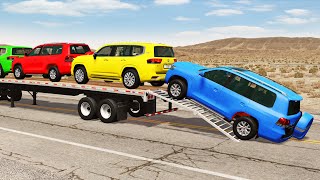 Flatbed Truck Mcqueen  Transportation with Truck  Pothole vs Car 169  BeamNGDrive [upl. by Ennayelsel151]