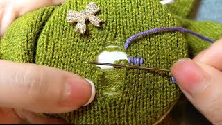 How to Mend a Hole in the Sweater in a Few Minutes [upl. by Irisa699]