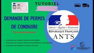 Demande de permis de conduire 2024  Tuto ANTS  Titres professionnels CCED [upl. by Bev]