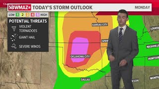 Oklahoma and the Great Plains expecting severe weather  Severe weather tornado risk forecast [upl. by Nyrb]