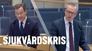 Mikael Damberg får inga svar av Ulf Kristersson om hans vårdlöfte [upl. by Daly]