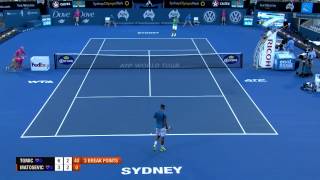 Bernard Tomic v Marinko Matosevic  Highlights Mens Singles Rd 1 Sydney International 2013 [upl. by Eilerua656]